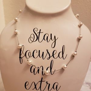 Pearl Necklace Silver NEW